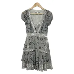 DIANE VON FURSTENBERG(DVF)(ダイアン・フォン・ファステンバーグ) ワンピース サイズ2 S レディース美品  白×ネイビー