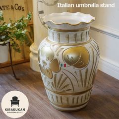 アイアン アンブレラスタンド 角型・ブラック 花柄 傘立て