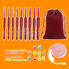 【特価商品】かぎ針 編み針 キット かぎあみ 9本セット 編み物 かぎ針セット 毛糸 DIY 工具 セーター 帽子 初心者 編み物手芸 収納バッグ付き 小物付き 段数マーカー 巻尺 とじ針 小物付き収納でき`