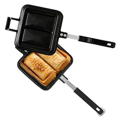 アイリスオーヤマ 直火専用キャンプにも使える具だくさんホットサンドメーカー ２枚用 内側プレス お手入れ簡単 ブラック 15.9×39×4.9c