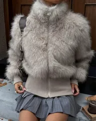 フェイクファー クロップド ジャケット