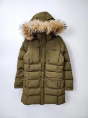 K2 レディース ダウンジャケット ロング丈 カーキ ファー フード