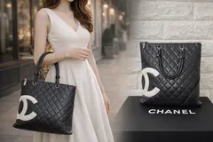 【美品】CHANEL シャネル カンボンライン トートバッグ #204☆G