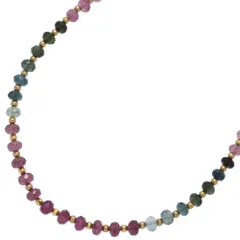 (ラスト1点) マルチカラーストーン･トルマリンネックレス･ペンダント/K18YG/750-10.3g/イエローゴールド/ヘルスケア/パワーストーン【♀】【A】【レディース】★■602538【中古】