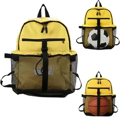 SEALIZE 多機能 収納 バッグ バスケ サッカー バレー ボール リュック 大容量 防水 キッズ ジュニア (イエロー)