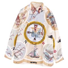 極美品】エルメス 長袖シャツ ブラウス シアー マルジェラ期 シルク 馬
