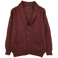 古着 80~90年代 エディーバウアー Eddie Bauer 黒タグ ケーブル編み ショールカラー ウールニットカーディガン メンズL相当/eaa604727