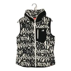 中古 レディース ニューバランスゴルフ New Balance golf ベスト 2(L) 黒×白 ボアフリース 総柄 フード付き