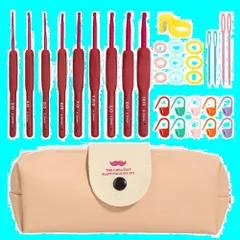 【人気商品】かぎ針セット【9本】 かぎ針 編み物 初心者 キット DIY 手工芸 かぎ編み かぎ針編み エティモ風 赤 収納ポーチ付き