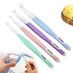 【特価商品】UrbanPulse かぎ針 ジャンボかぎ針 かぎ針編みフックセット 8mm 10mm 12mm 15mm 滑らか編み 快適グリップ 軽量設計 編み棒 毛糸編み針 TPRグリップ ABSフックヘッド 人間工学に基づいた 編み針セット 初心者向け 編