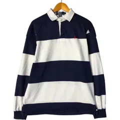 古着 90年代 ラルフローレン Ralph Lauren POLO by Ralph Lauren ボーダー柄 長袖 ラガーシャツ USA製 メンズL相当/eaa586578