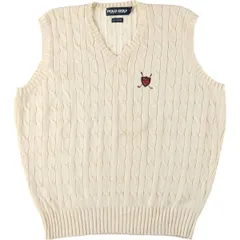 古着 ラルフローレン Ralph Lauren POLO GOLF ポロゴルフ ケーブル編み Vネック コットンニットベスト メンズL相当/eaa591603