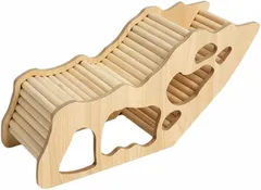 JP Number ハムスター トンネル おもちゃ はしご 隠れ家 ハウス 小動物 巣箱 木製 (ナチュラル うねうね)のサムネイル
