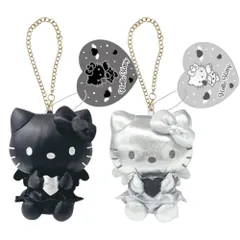 ハローキティ 合皮マスコットチャーム エンジェル マスコット ぬいぐるみ チャーム ストラップ ホルダー モノトーン キャラクター サンリオ かわいい