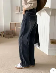 ジグザグ 98ドシ ミッドナイトブルー ワイドデニムパンツ インディゴブルーデニム ズボン 起毛s