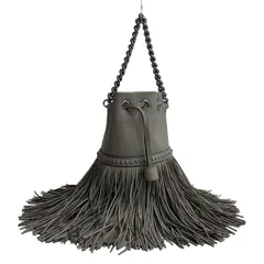 J&MDavidson(ジェイ&エムデヴィッドソン) ハンドバッグ フリンジ カーニバル ミニ グレー フリンジ/スタッズ/巾着型 レザー