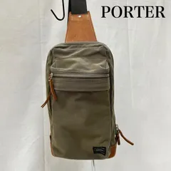 ポーター 吉田カバン PORTER ROOT スリングショルダーバッグ グレージュ レザー×コットン メンズ - ISItems【USED】【古着】【中古】50151616