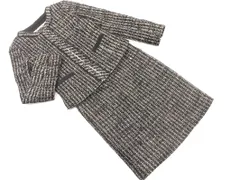 UNTITLED アンタイトル ウール混 ツイード ジャケット ワンピース セットアップ size上2下3/白ｘ黒 ◇■ レディース