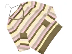 CROCODILE クロコダイル ウール混 マルチカラー ボーダー ニット セーター sizeM/カーキ ◇■ レディース