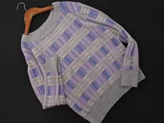 NEWYORKER ニューヨーカー ウール100% チェック ニット セーター size15/グレーｘラベンダーｘ青 ◇■ レディース