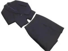 iCB アイシービー ウール混 セットアップ ジャケット スカート スーツ size上7下9/濃紺 ◇■ レディース