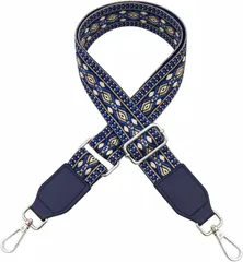 ａｄｚｕ ショルダーベルト レディース バッグ用 ショルダーストラップ 幅広 太め 付け替え 調整可能 3.8cm (ネイビー/シルバー)