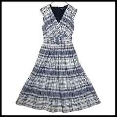 【現行品】 ブルックスブラザーズ　Brooks Brothers　ポリエステル　キャップスリーブ　ワンピース　ノースリーブワンピース　Vネック　膝下丈　ミディ丈