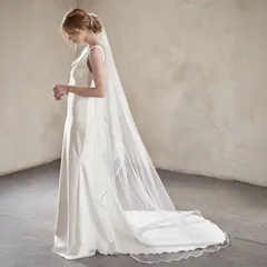 翌日発送【マリアベール】パイピングサテン 3ｍ コーム無し ウエディングベール　ロングベール  ウェディング 挙式