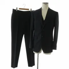 ポールスミス PAUL SMITH LONDON Ermenegildo Zegna スーツ セットアップ 3ピース テーラードジャケット シングル 2B 総裏地 サイドベンツ ベスト パンツ スラックス ウール ストライプ L 紺 