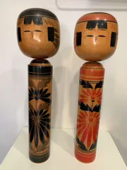 卯三郎作 こけし 夫婦 2体セット 大型 高さ46cm 伝統工芸 昭和レトロ アンティーク