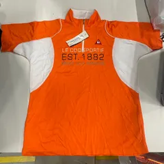 ◼︎ルコックスポルティフ ゴルフ ハーフジップ 半袖シャツ オレンジ Lサイズ メンズ 速乾