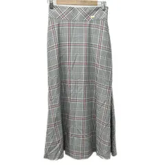 ブルーレーベルクレストブリッジ ロングスカート サイズ38 M レディース美品  - グレー×黒×マルチ マキシ丈/チェック柄