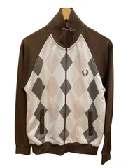 FRED PERRY (フレッドペリー) トラックジャケット アーガイル柄 ロゴ刺繍 ポルトガル製 S ブラウン メンズ/199