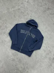 トミーヒルフィガー ネイビー 起毛 フード ジップアップ