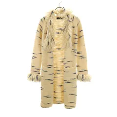 MACPHEE マカフィー 総柄 長袖 フリンジ ロング ニットカーディガン アイボリー系 レディース 古着