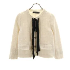 ZARA WOMAN ザラウーマン ツイード ジャケット XS ホワイト セレモニー レディース 古着