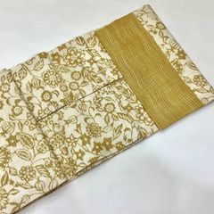 九寸名古屋帯 花唐草文様 アイボリー地 お仕立て上り品 新品 未使用品
