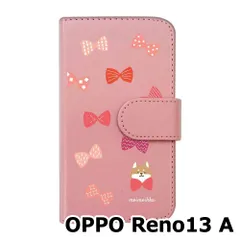 【新品未使用】OPPO Reno13 A スマホケース 手帳型 (色：ピンク×柄：柴犬とリボン) moimoikka モイモイッカ アニマル カード収納 PUレザー flip2-reno13a-pk-20093
