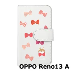 【新品未使用】OPPO Reno13 A スマホケース 手帳型 (色：ホワイト×柄：柴犬とリボン) moimoikka モイモイッカ アニマル カード収納 PUレザー flip2-reno13a-wh-20093