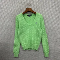 ポロ ラルフローレン 刺繍 ロゴ Vネック ケーブル編み ニット セーター M A05166