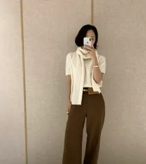 aroundyur プレレッドマフラニット クリームCOLOR