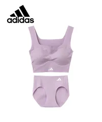 新品 未使用 並行輸入 adidas アディダス 下着 完全無縫製 レディース クロップトップ＆ハ－フショーツ 上下セット 518468 ラベンダーセット