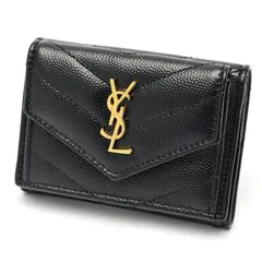 サンローラン / SAINT LAURENT　モノグラム 三つ折り タイニーウォレット / コンパクトウォレット　505118　レザー　ブラック 【中古】 商品番号 S-159987
