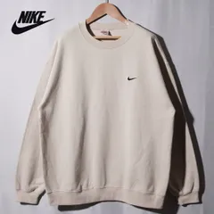 美品 90s USA製 銀タグ ナイキ NIKE スウェット XL 相当 表記 L ベージュ ヴィンテージ Vintage ソロスウッシュ ロゴ刺繍 ストリート アメカジ オーバーサイズ ビッグシルエット 古着 A353