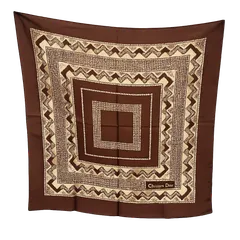 370 Christian Dior クリスチャンディオール スカーフ 68ｘ68 ブラウン 幾何学 ヴィンテージ