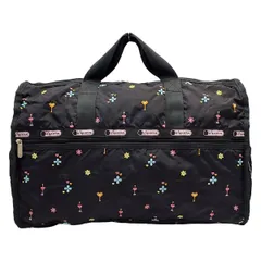 LESPORTSAC(レスポートサック) ボストンバッグ - 黒×オレンジ×マルチ 刺繍/本体ロックあり