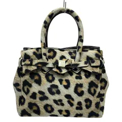 SAVE MY BAG(セーブマイバッグ) ハンドバッグ - ベージュ×黒 豹柄/リボン