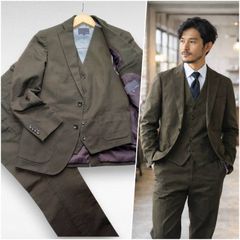 [약동하는 클래식] 봄 가을 모레스 슬리피스 정장 M 카키 올리브 녹색 BEAMS DESIGN 빔스 디자인 감수 스트레치 3 점 세트 결혼식 2 차회 비즈니스 셋업 MORLES