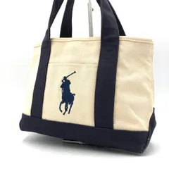 ポロラルフローレン ビッグポニー トートバッグ キャンバス アイボリー 紺 A4可