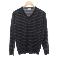 マーガレットハウエル MARGARET HOWELL ジョンスメドレー ニット セーター Vネック ボーダー 長袖 M 紺 ネイビー /AE